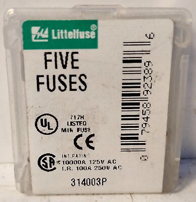 Littelfuse 314003P 250 V AC 3 A Fast Acting Ceramic Fuses - Lot of 15