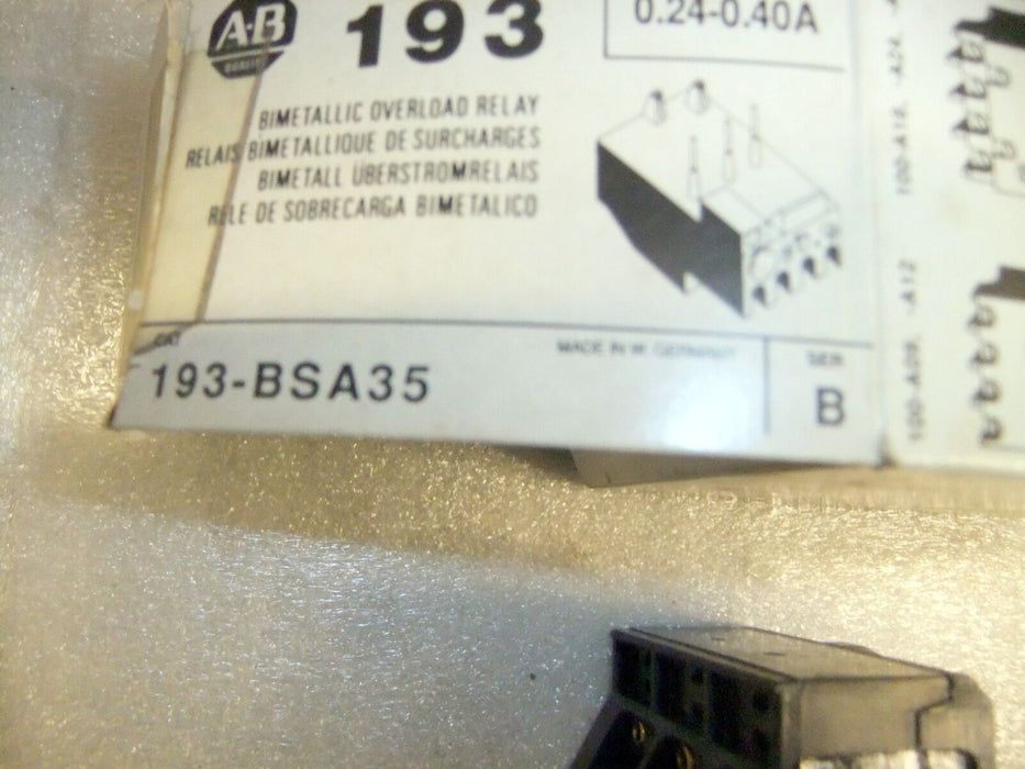 Allen-Bradley Bi-Metallic Overload Relay 193-BSA35