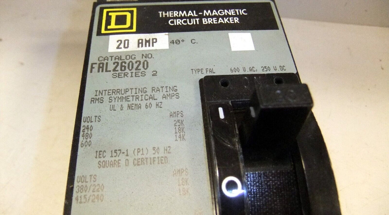Square D FAL26020 Circuit Breaker 20A 2P