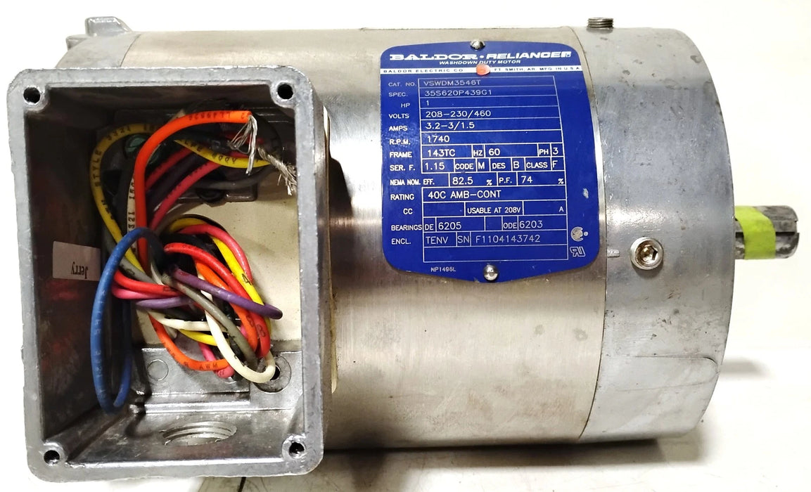 Baldor VSWDM3546T 230/460 V 1740 RPM 1 HP Paint Free Wash Down Motor