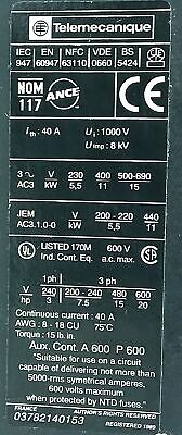 Telemecanique LC1-D2510-F7 25 A IEC Contactor w/ LA4DA1U Suppressor Module