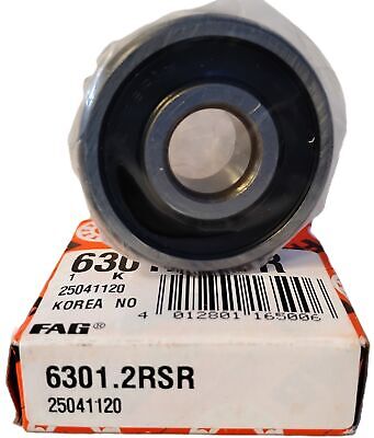FAG 6301.2RSR 12 mm Bore 37 mm OD 12 mm W Deep Groove Ball Bearing - Lot of 3