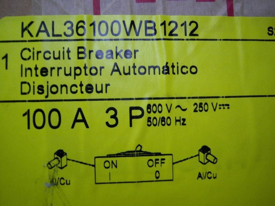 Square D Circuit Breaker 100 A 3P KAL36100Wb1212