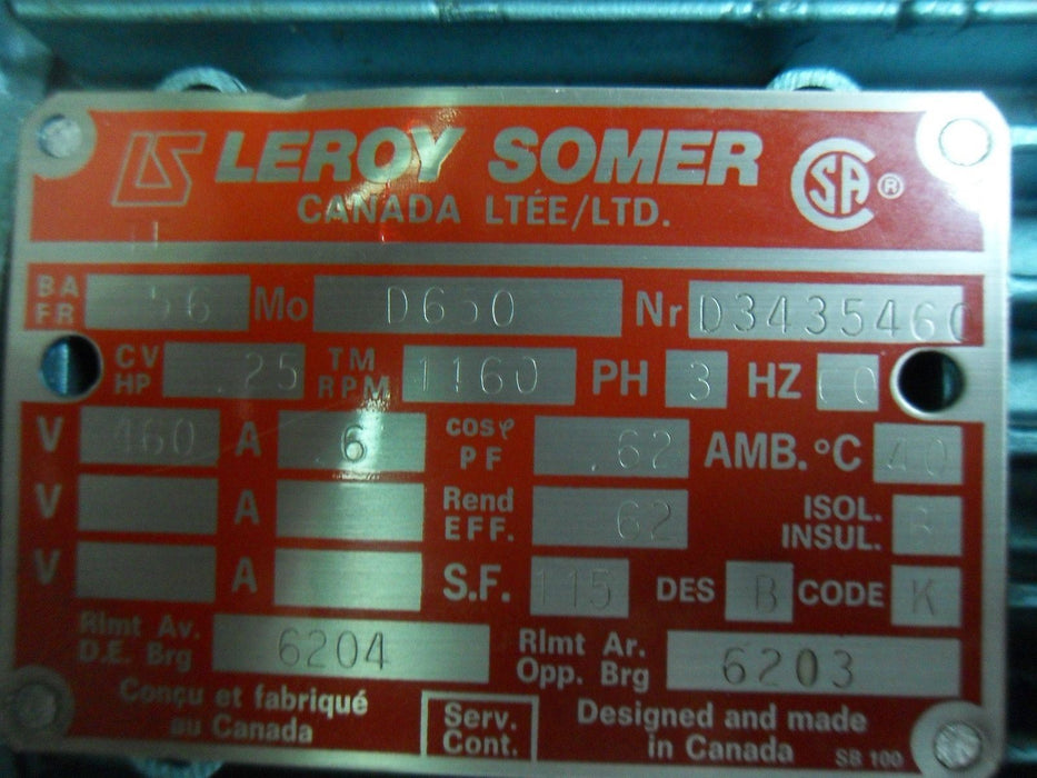 1 LEROY SOMER D3435460 D650 SERVO MOTOR