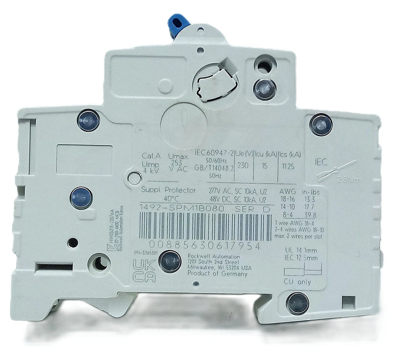 Allen-Bradley 1492-SPM1B080 277VAC/48VDC 8 A 1 Pole Supplementary Protector