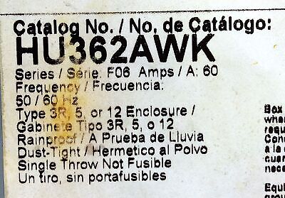 Square D HU362AWK 600 V AC/DC 60 A Heavy Duty Safety Switch