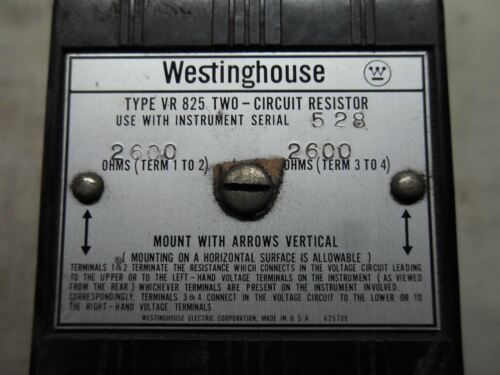 1 WESTINGHOUSE VR 825 TWO-CIRCUIT RESISTOR