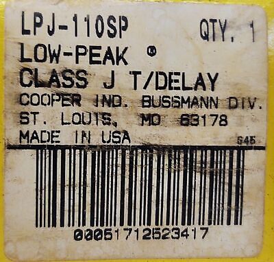 Bussmann LPJ-110SP LOW-PEAK 110 A Class J Time-Delay Current-Limiting Fuse