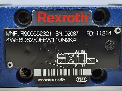 Rexroth R900552321 4WE6D62/OFEW110N9K4 Hydraulic Solenoid Valve