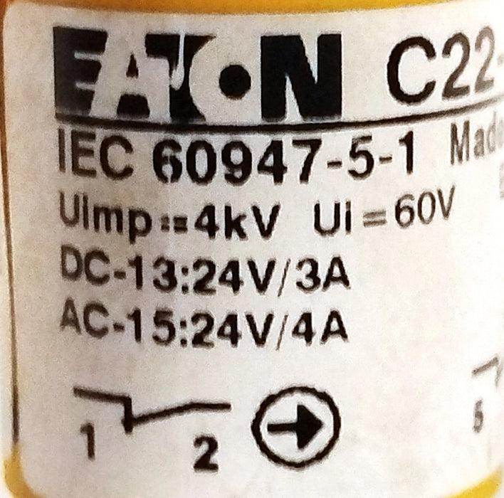 Eaton C22-PVT45P-K02-P10 60 V AC/DC Push-Twist-Release Emergency Stop Button