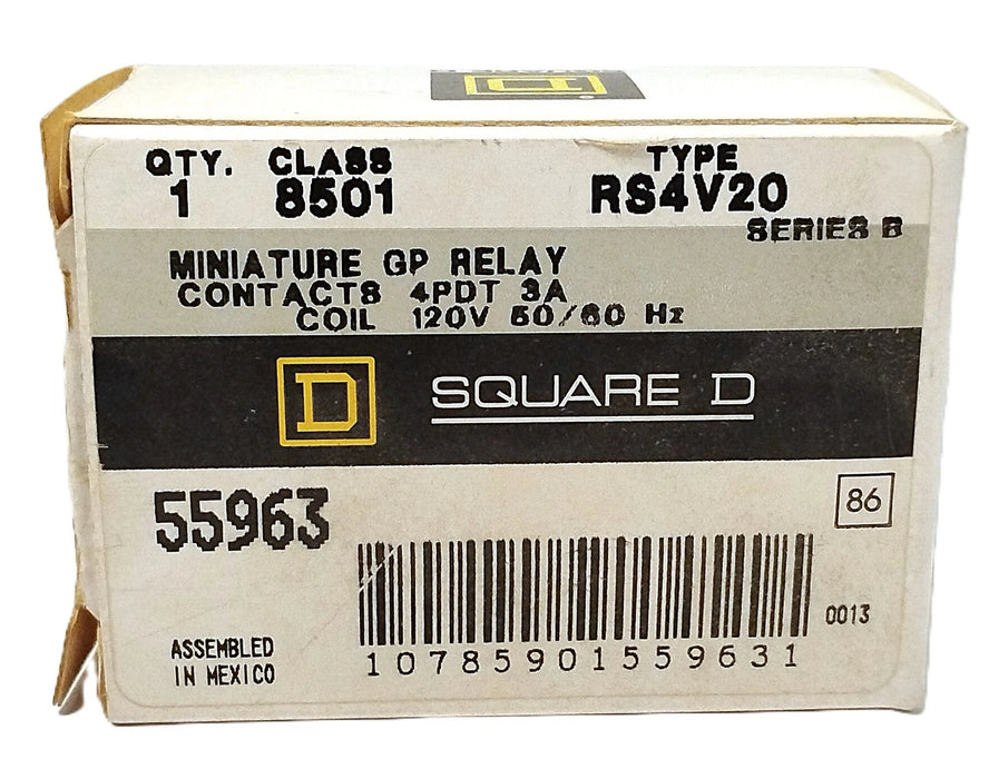 Square D 8501-RS4-V20 120 v AC 3 A Miniature Ice Cube Relay
