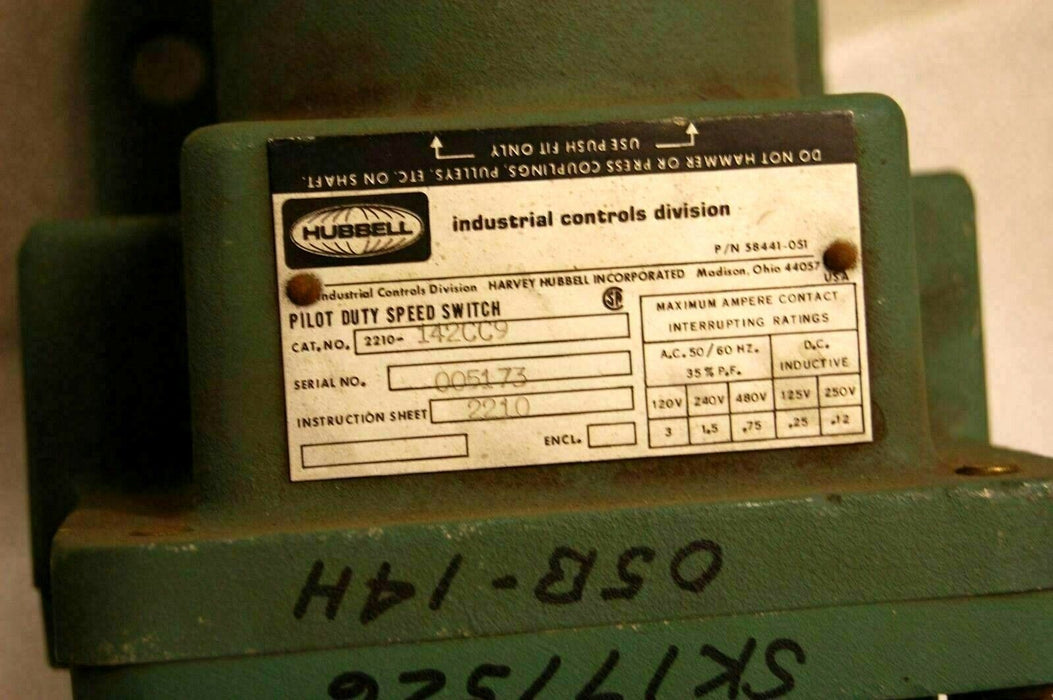 Hubbell SPEED SWITCH 2210-142CC9 TYPE C NEMA 9 SURFACE