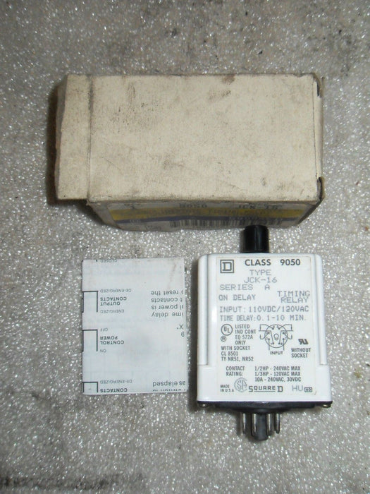 Square D 9050-JCK-16 110Vdc/120Vac Solid State Timing Relay
