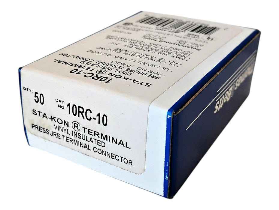 Thomas & Betts 10RC-10 STA-KON Vinyl Pressure Terminal Connector - Box of 50