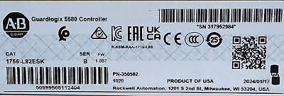 Allen-Bradley 1756-L82ESK GuardLogix Ser B FW 1.057 5580 PLC Safety Controller