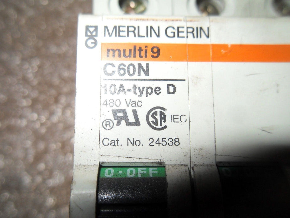 Square D Merlin Gerin 24538 10A 480VAC Type D Circuit Breaker