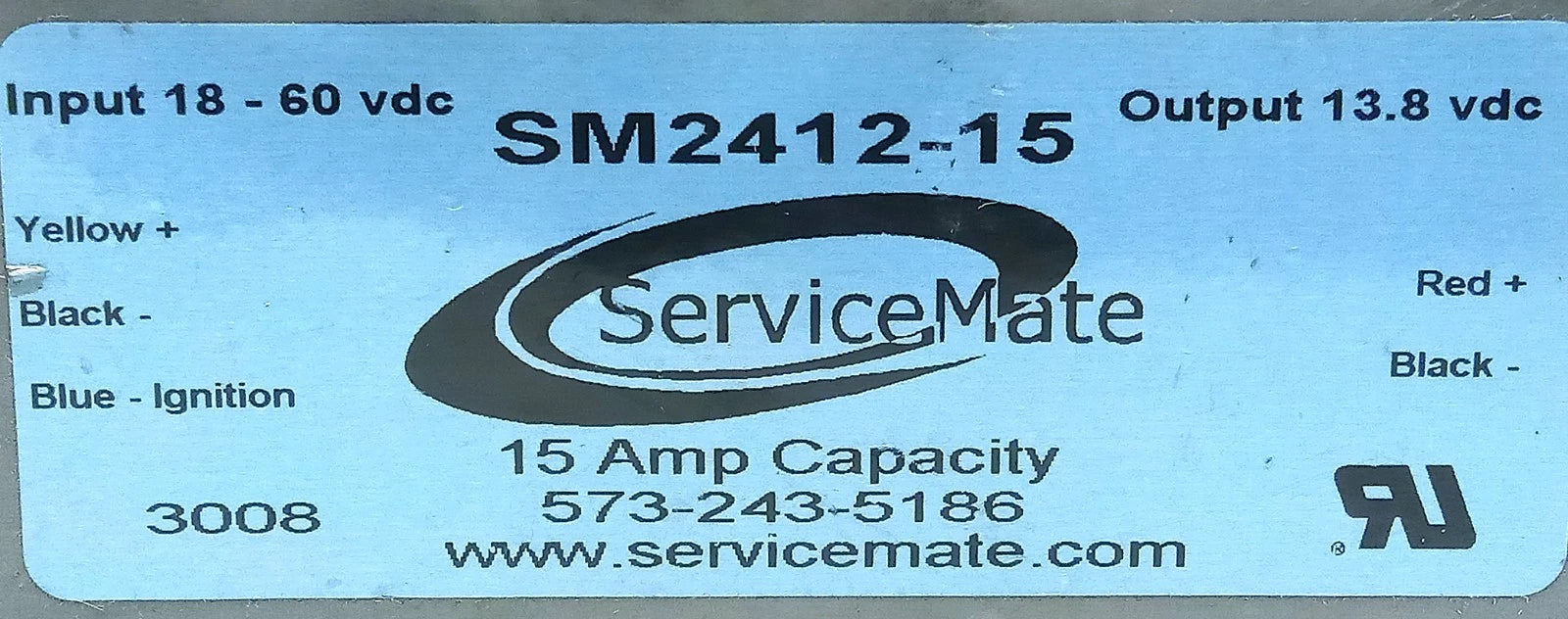 ServiceMate SM2412-15 15 A Power Supply w/ 18-60 V DC Input 13.8 V DC Output