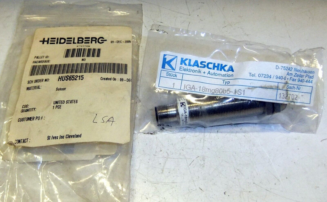 Heidelberg IGA-18MG80B5-1S1 Proximity Sensor