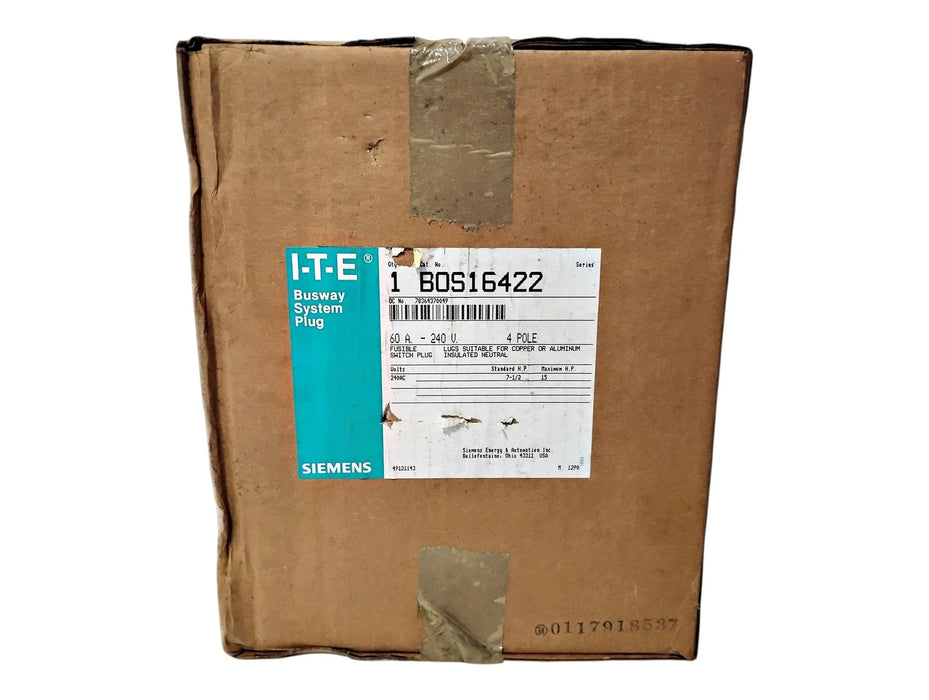 Siemens BOS16422 240 V 60 A 3 P Fusible BD Bus Plug