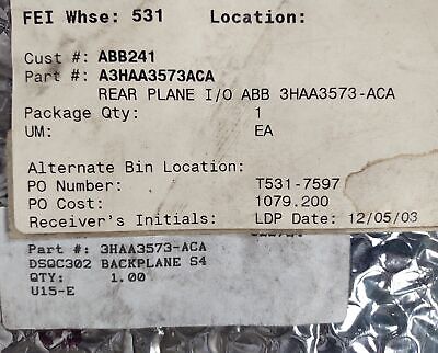 ABB 3HAA3573-ACA ABB241 Rear Plane Printed Circuit Board