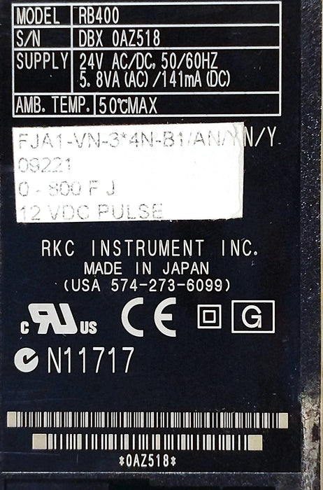 RKC Instruments RB400 FJA1-VN-3*4N-B1/AN/Y/N/Y 24 V AC/DC Temperature Controller