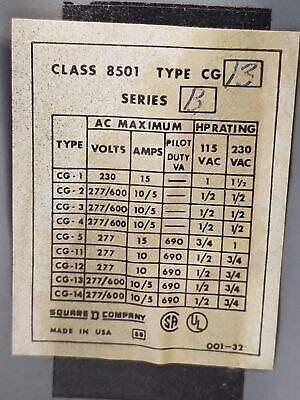 Square D 8501-CG13 Relay in Enclosure