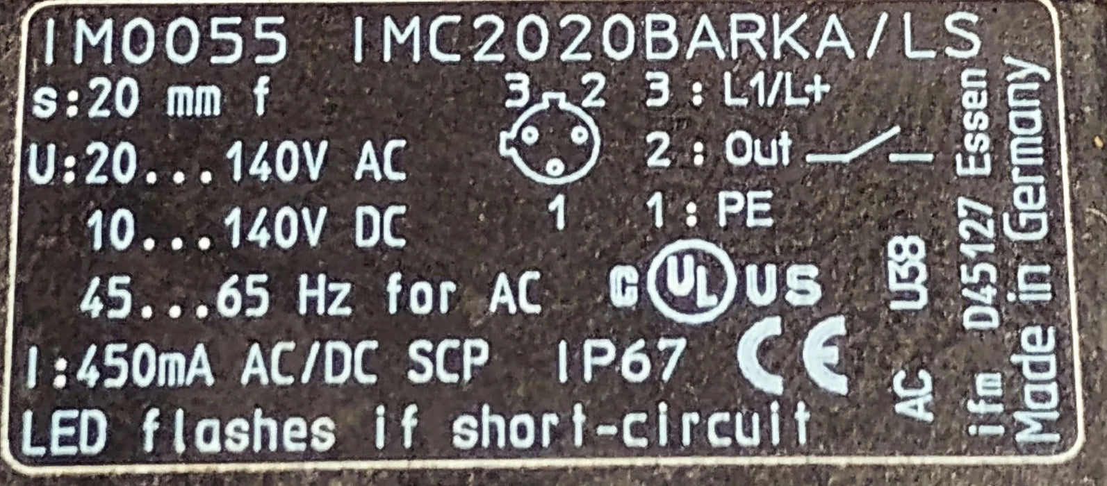 Efector IMC2020BARKA/LS IM0055 10-140 V AC/DC Inductive Proximity Sensor