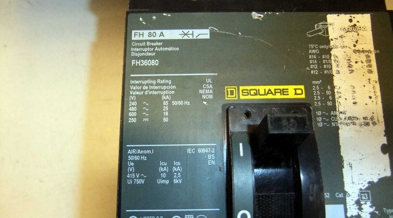 Square D I-Line FH36080 Circuit Breaker