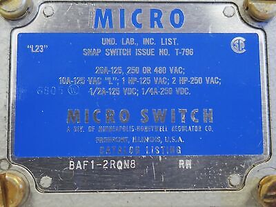 MICRO SWITCH BAF1-2RQN8-RH Limit Switch