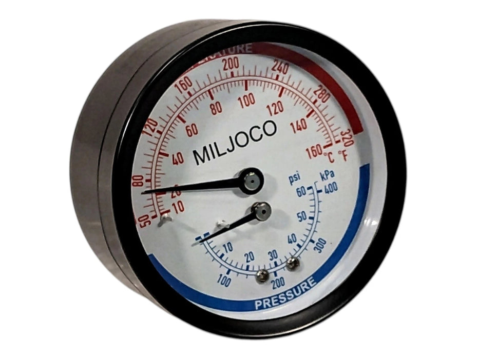 MILJOCO PB300804-2-25 0-60 psi 50-320 Deg F 1/4 in NPT Tridicator Gauge