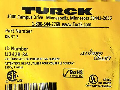 Turck KB-3T-3 MICROFAST 3 m PLC Cable