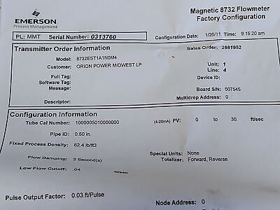 Emerson 8732EST1A1N0M4 Rosemount Magnetic Flow Meter
