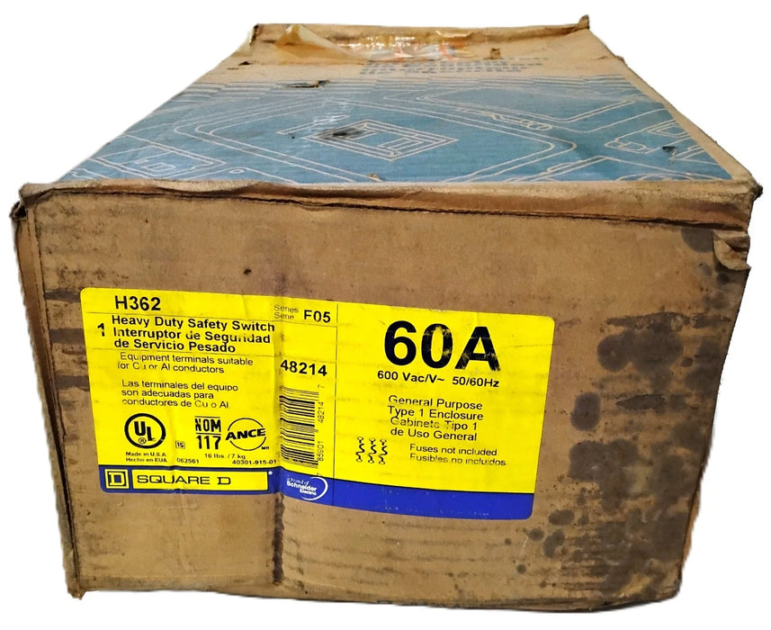 Square D H362 60 A 600 V 3 P Heavy Duty Fusible Safety Switch