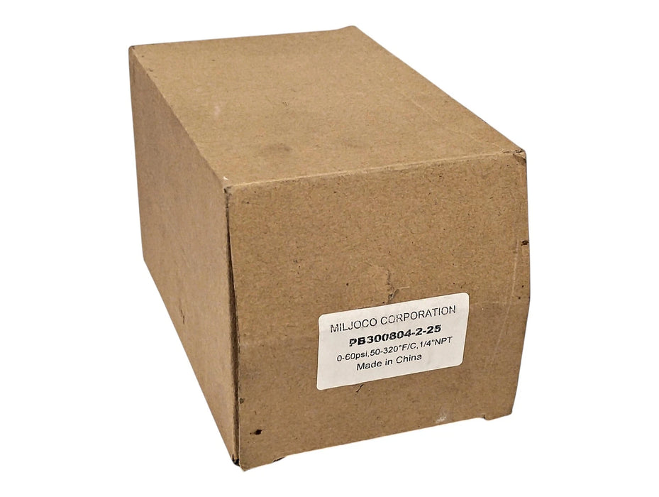 MILJOCO PB300804-2-25 0-60 psi 50-320 Deg F 1/4 in NPT Tridicator Gauge