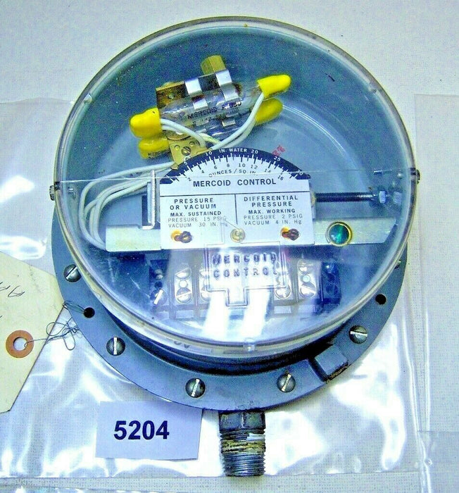 Mercoid Pressure Switch 2-15 Psig PG-804-P1