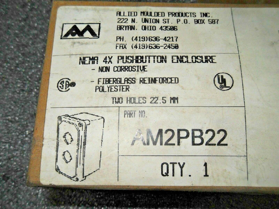 Allied Moulded AM2PB22 Push Button Enclosure W/ 2 Push Buttons