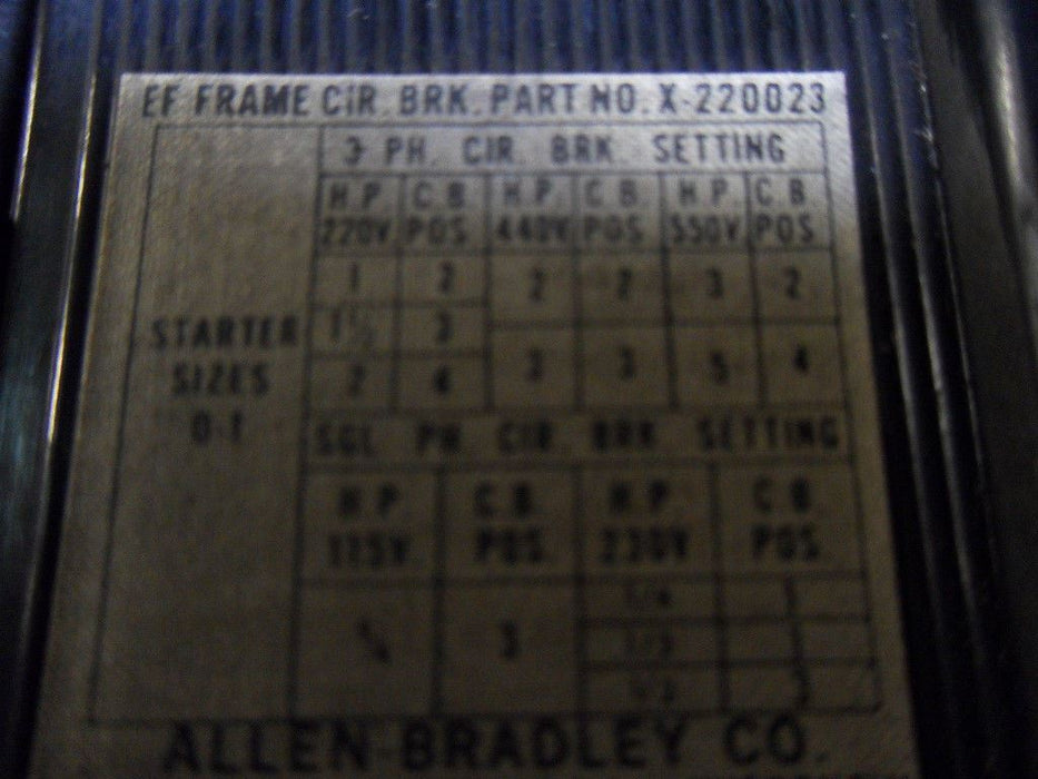 2 Allen-Bradley X-220023 Circuit Breakers