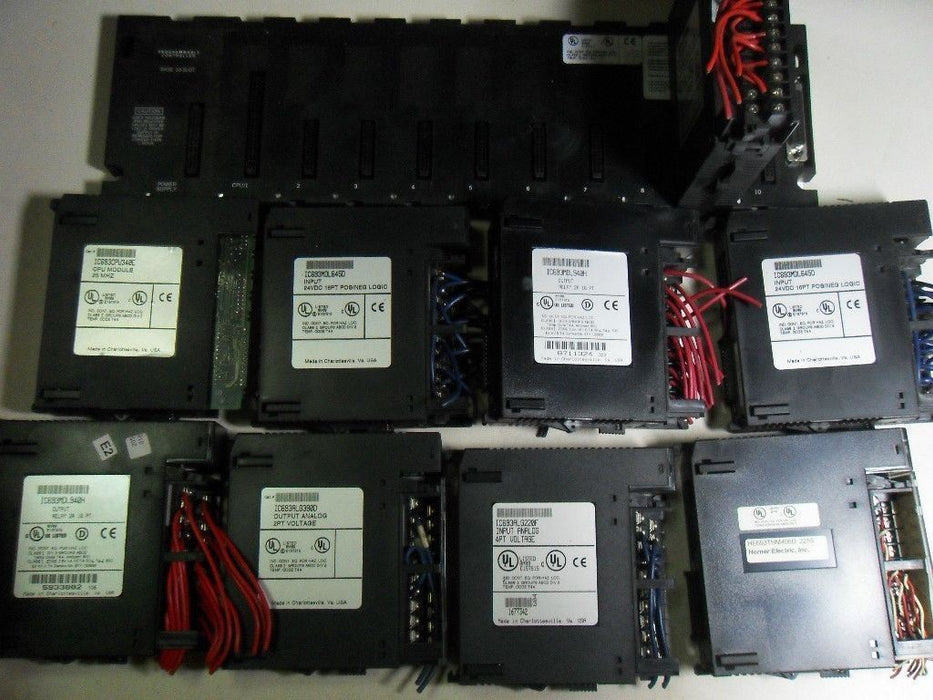 Ge Fanuc Rack 9 Cards IC693ALG390D HE693THM406D IC693ALG220F Power Supply