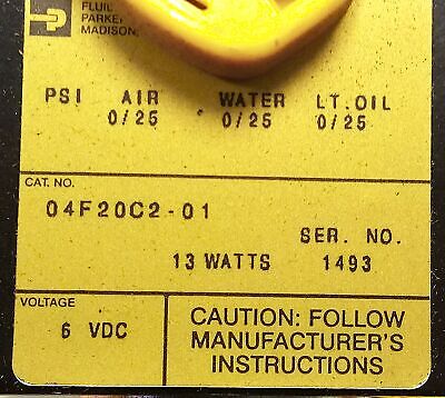 Parker 04F20C2-01 6 V DC 13 W 1/4 in NPT Solenoid Valve