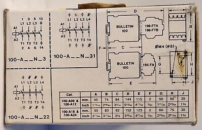 Allen-Bradley 100-A09NL31 220/240 V AC Non-Reversing Contactor