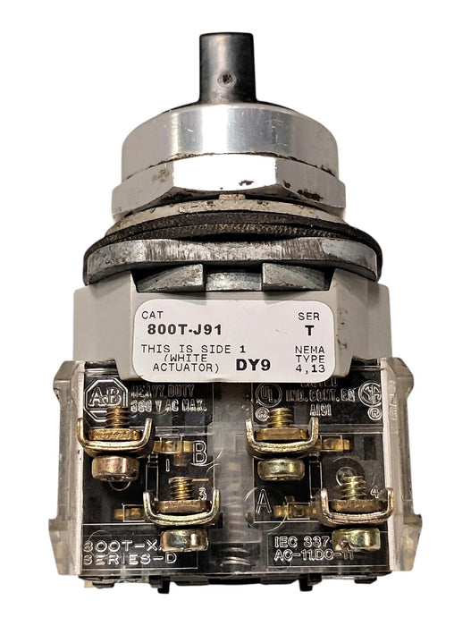 Allen-Bradley 800T-J91B Ser T 600V AC/DC 3-Position Selector Switch