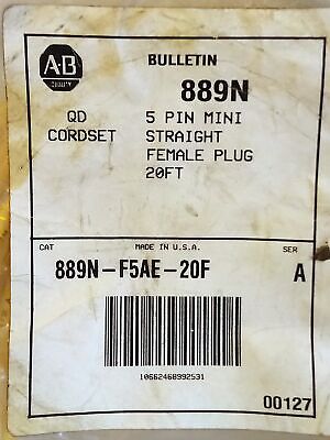 Allen-Bradley 889N-F5AE-20F 20 ft 5-Pin Mini Straight Female PLC Cable
