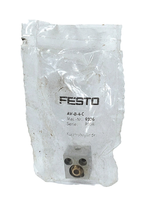 Festo AV-8-4-C 9336 10 bar Pneumatic Cylinder w/ 8 mm Piston and 4 mm Stroke