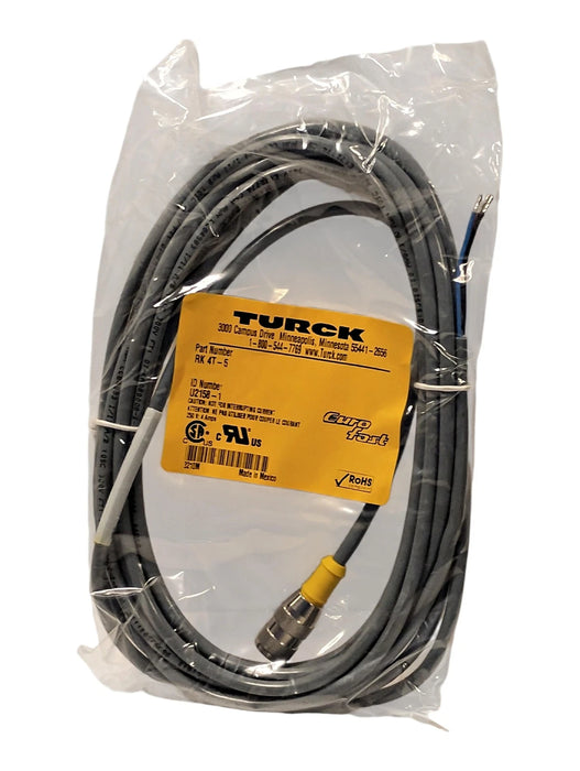Turck RK-4T-5 3-Wire Cable w/ 1 M12 Euro Fast Connector