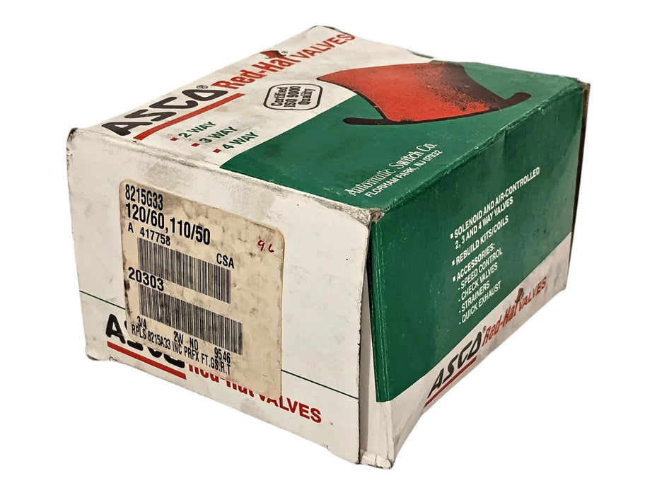 ASCO 8215G33 125 psi 3/4 in NPT 2 Way Solenoid Valve w/ 120 V AC Coil