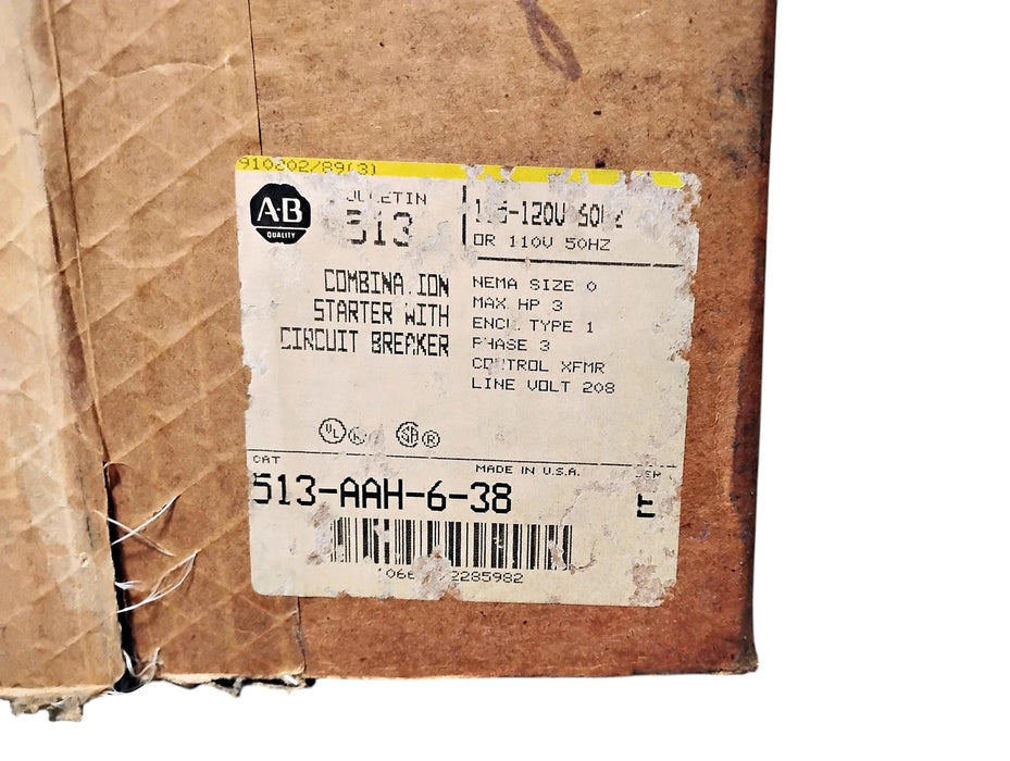 Allen-Bradley 513-AAH-6-38 110/120 V NEMA Size 0 Combination Starter w/ CB
