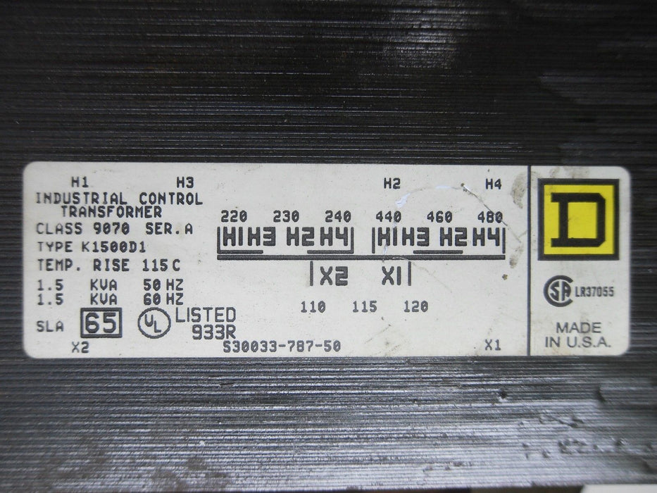 Square D Class 9070 K1500D1 Industrial Control Transformer
