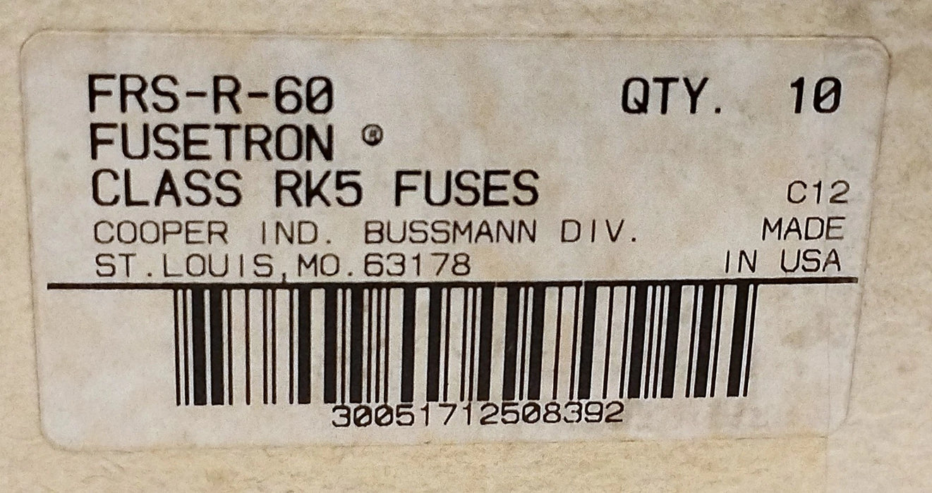 Bussmann FRS-R-60 600 V 60 A Class RK5 Current-Limiting Time-Delay Fuse