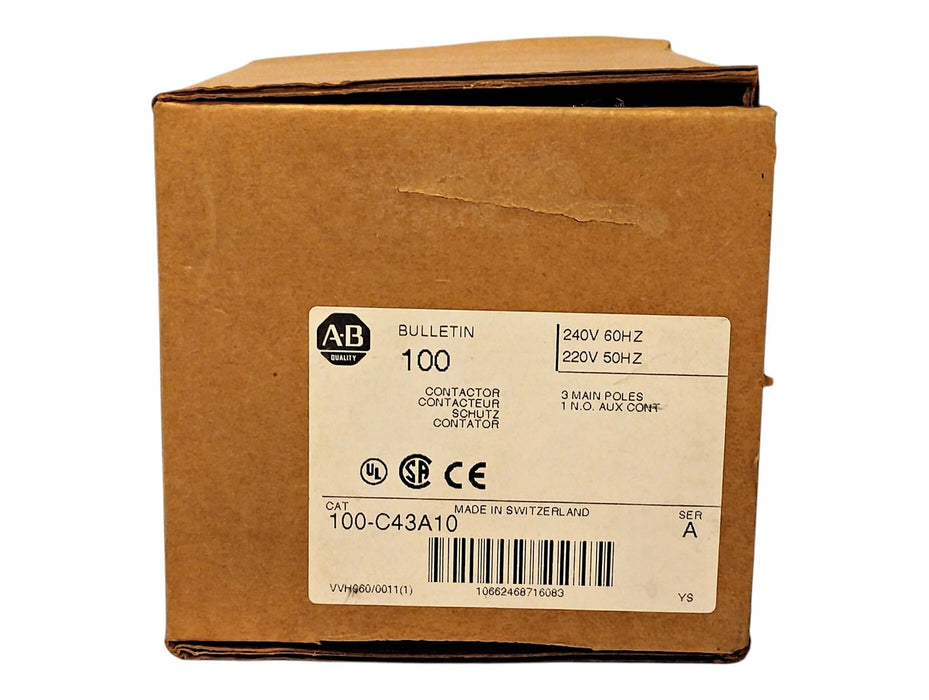 Allen-Bradley 100-C43A10 240 V 43 A IEC Contactor w/ 220/240 V AC Coil