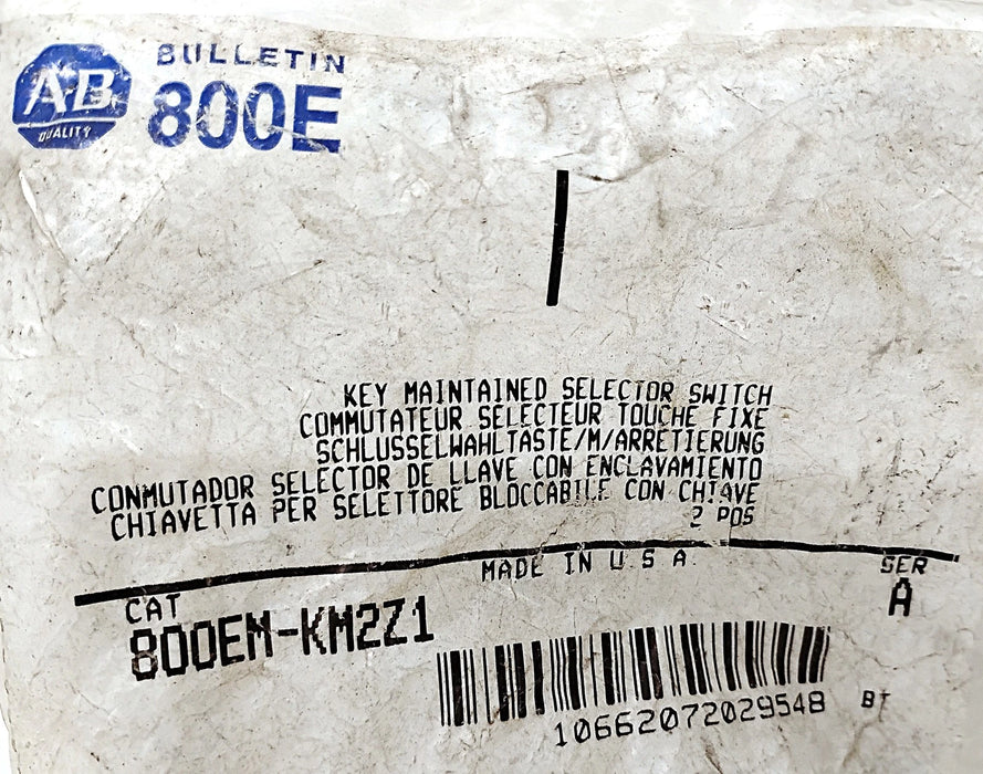 Allen-Bradley 800EM-KM2Z1 Key Operated 2 Position Maintained Selector Switch